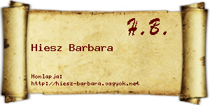 Hiesz Barbara névjegykártya